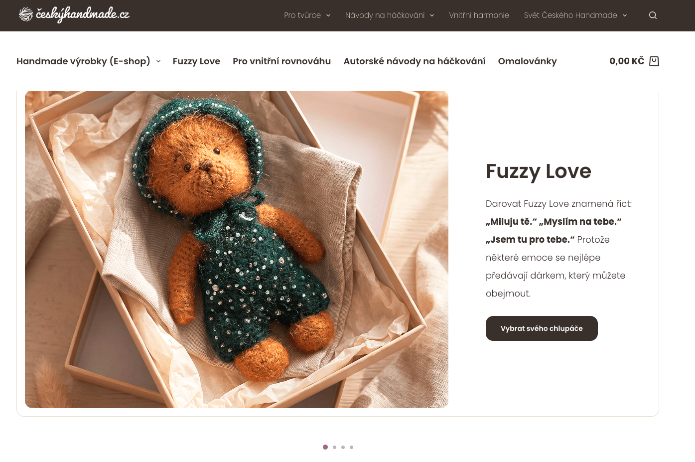 Screenshot úvodní stránky e-shopu ceskyhandmade.cz